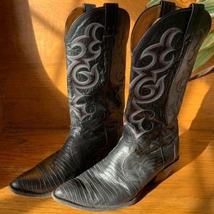 Vintage Black Snakeskin Boots